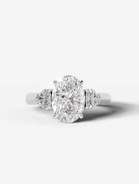 3.0 CTW Oval & Heart Lab Diamond Engagement Ring 14k Gold IGI Certfied Women